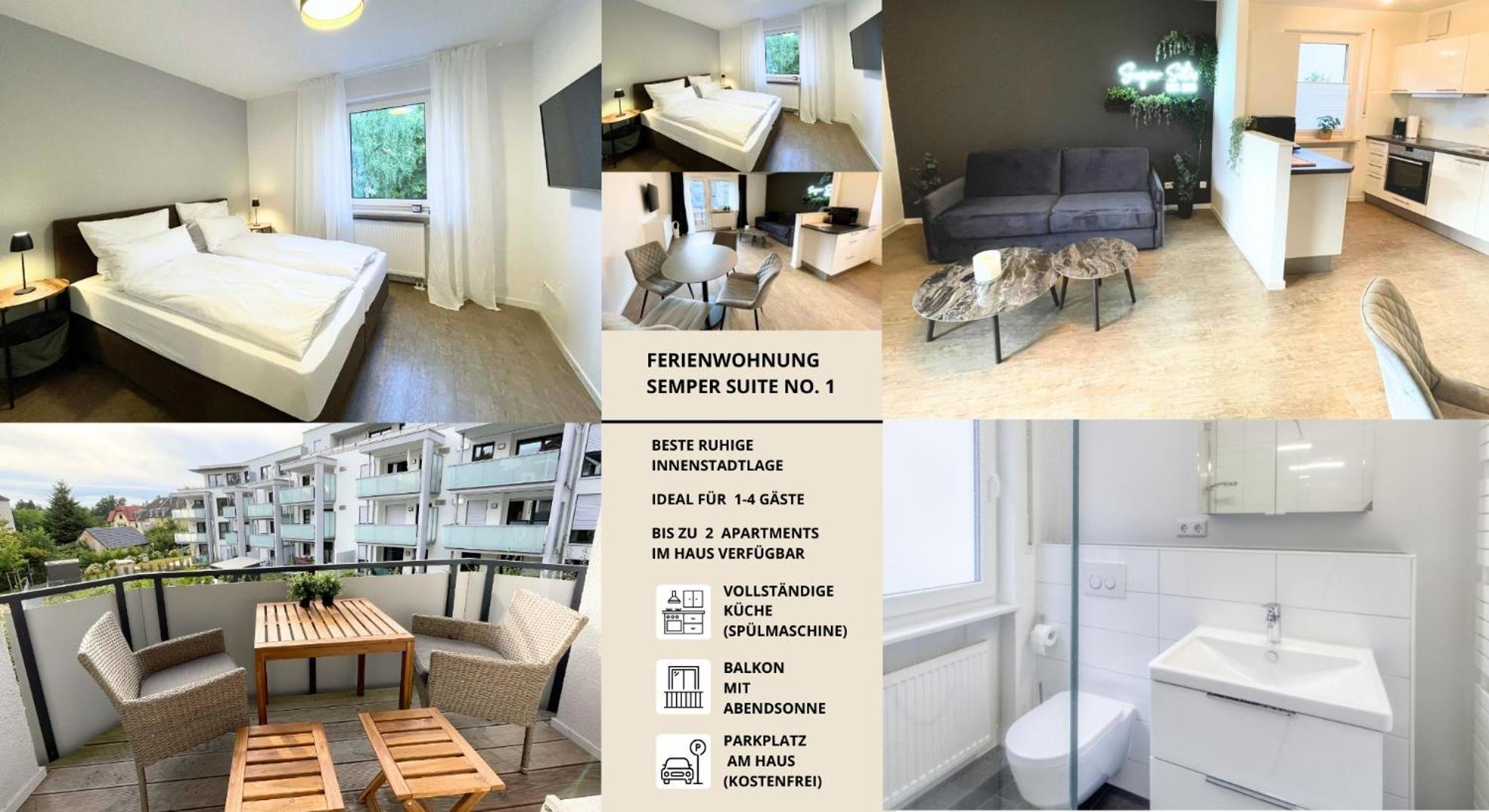 Semper Suite No1 - 2Zi Fewo 1-4 Pers, Balkon, Parkplatz, Hofgartennaehe بايروث المظهر الخارجي الصورة